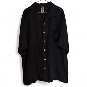 Montego Mon 100% silk Aloha shirt in jet black